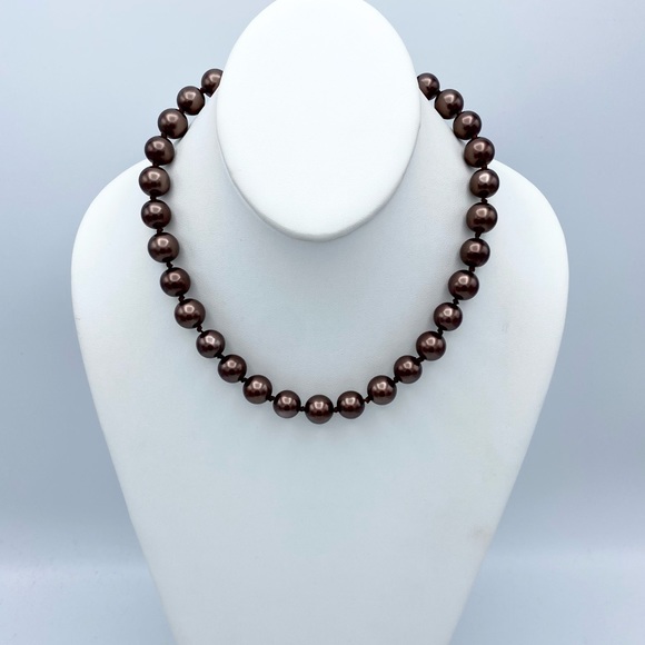 Vintage Faux Pearl Individually Single Knot One Strand Necklace Fishhook Clasp - Picture 10 of 11